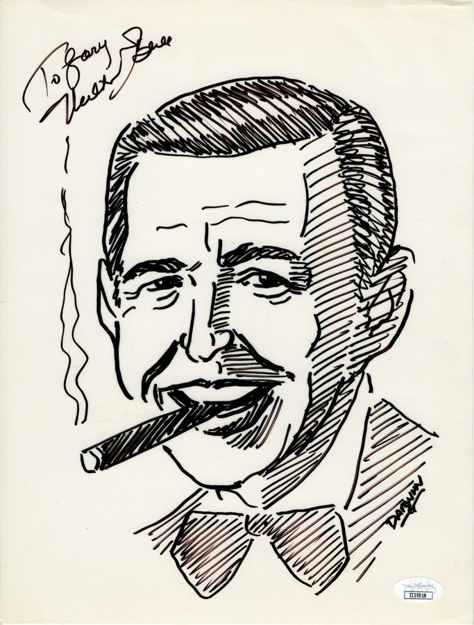 Milton Berle Signed Autographed 9X12 Sketch Smoking Cigar JSA II25918