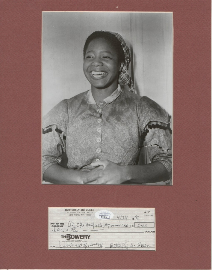 Butterfly McQueen Autographed 11X14 Matted Check Gone with the Wind JSA II25854