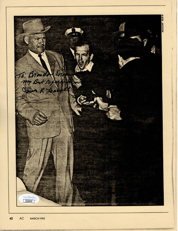 James Leavelle Signed Autograph 8.5X11 Paper Photo Lee Harvey Oswald JSA II25573