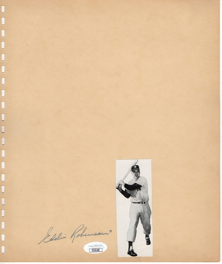 Eddie Robinson Signed Autographed Vintage Scrapbook Page Cut Yankees JSA II35138