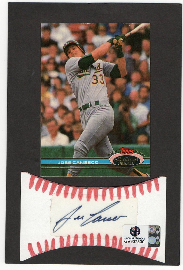 Jose Canseco Signed Autographed Cut Signature w/Card Oakland Athletics GV907830