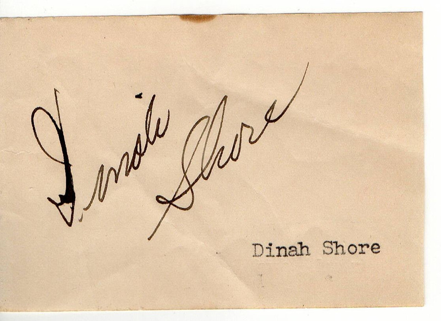 Dinah Shore Signed Autographed Small Paper Cut Singer Actress TV JSA II24947