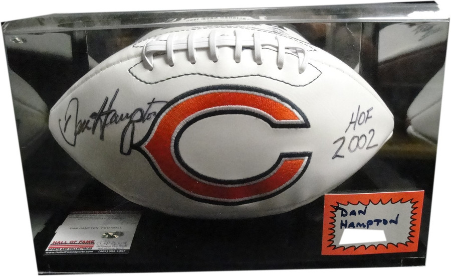 Dan Hampton Hand Signed Autographed Football W/ Case Chicago Bears