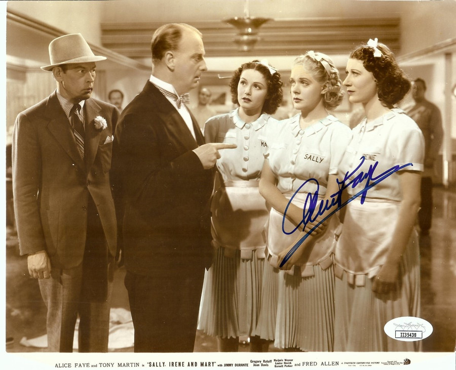 Alice Faye Signed Autographed 7.5X9 Photo Sally, Irene and Mary JSA II35438