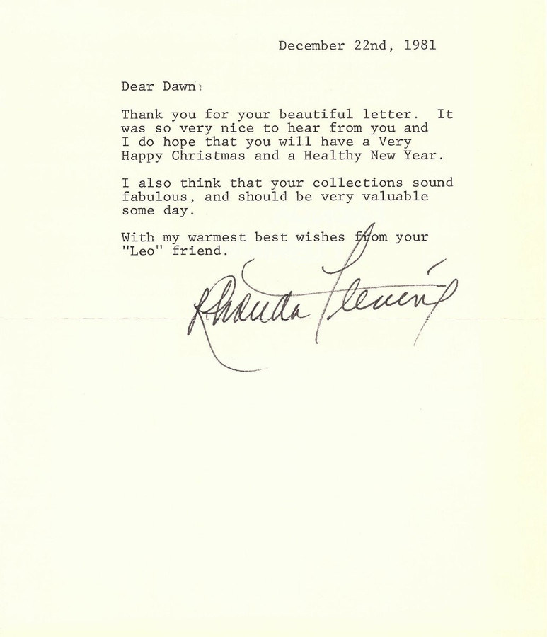 Rhonda Fleming Signed Autographed Personal Letter 1981 Actress JSA II43998