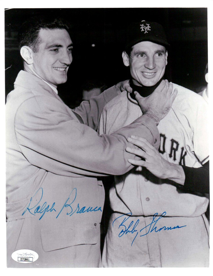 Ralph Branca Bobby Thomson Signed Autographed 8X10 Photo Famous Shot JSA II72861