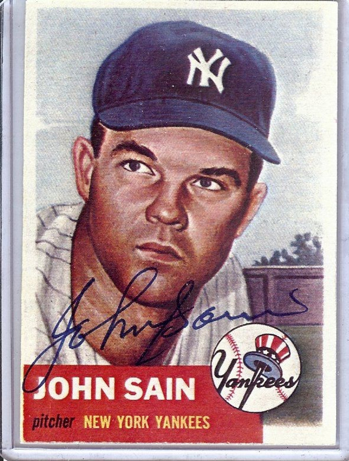 John Sain Signed Autographed 1953 Topps Reprint New York Yankees JSA JJ44741