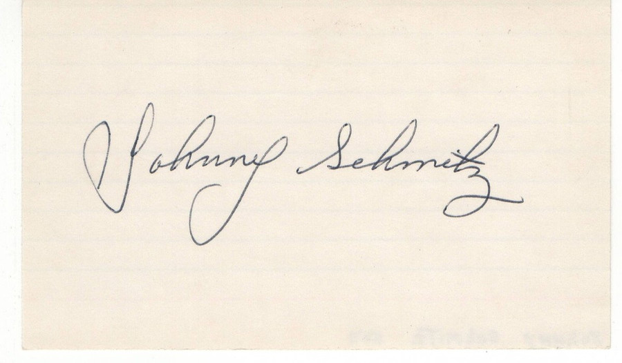 Johnny Schmitz Signed Autographed Index Card New York Yankees JSA JJ44756