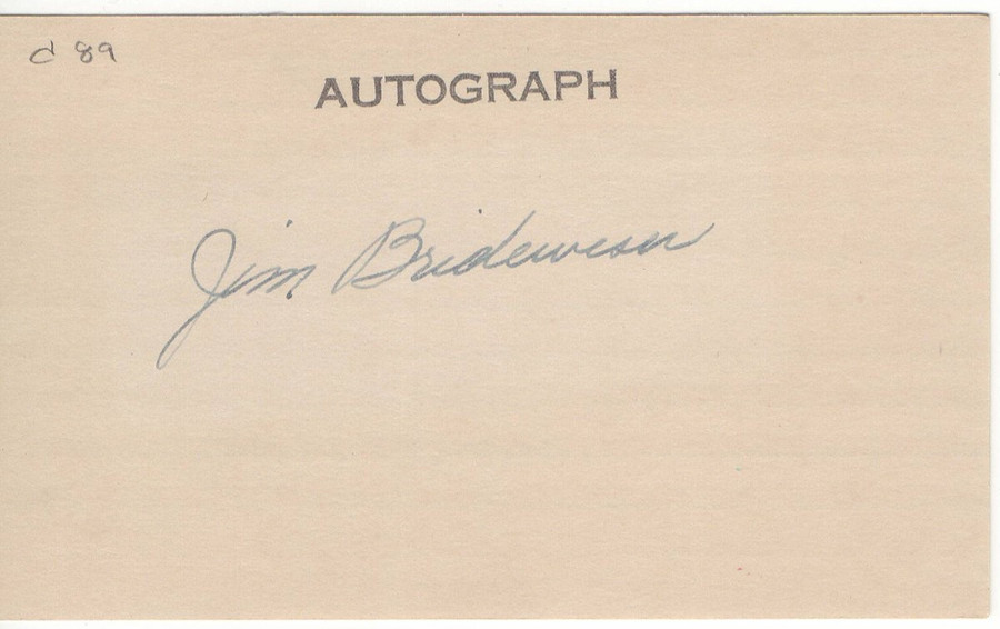 Jim Brideweser Signed Autographed Index Card New York Yankees JSA JJ44757
