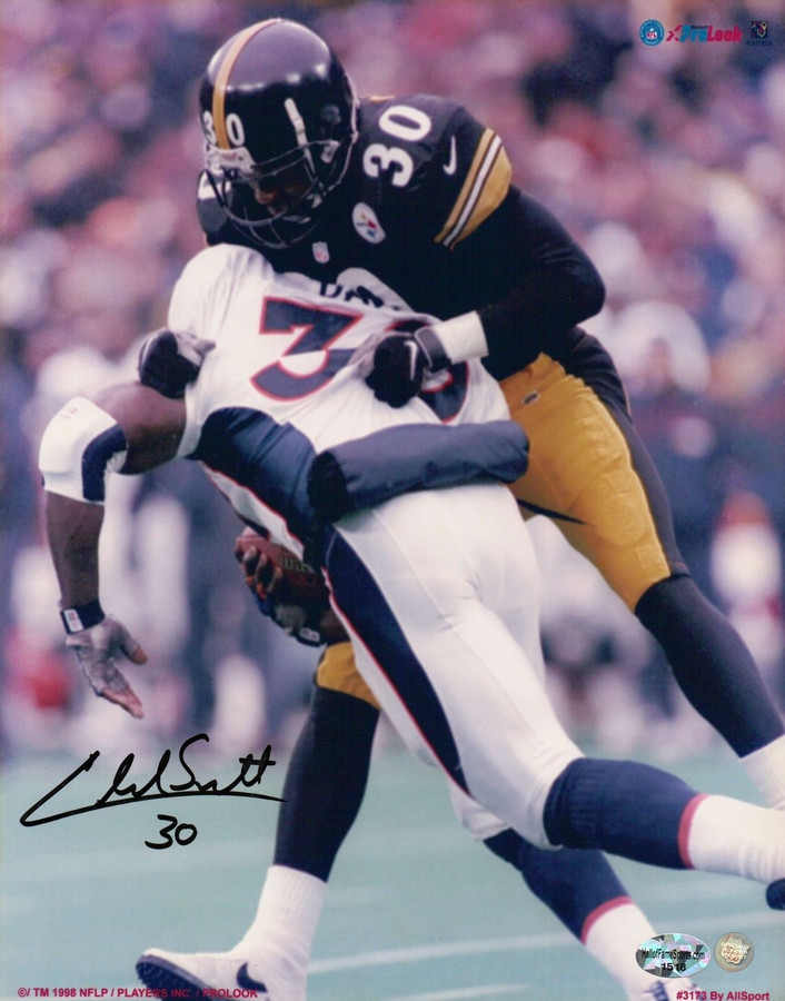 Chad Scott Signed 8X10 Photo Autograph Tackling Bronco Auto w/COA