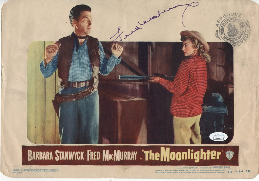 Fred MacMurray Signed Autographed 11X14 Lobby Card Photo Moonlighter JSA JJ75917