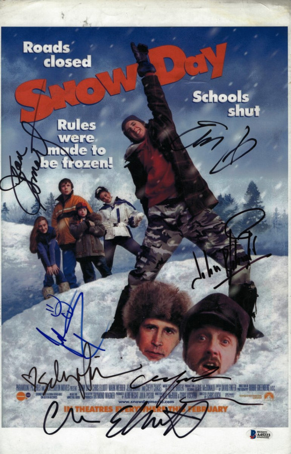 Snow Day Cast Signed Autographed 11X17 Photo Peck Fisk Smart Elliott BAS A45223