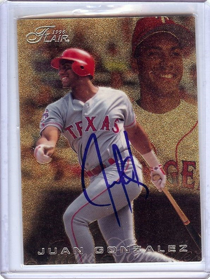 Juan Gonzalez 1996 Flair Hand Signed Autograph Rangers JSA KK56473 #169