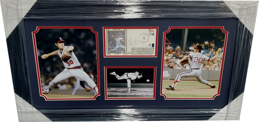 Nolan Ryan Signed FDC First Day Cover Cachet Rangers Custom Framed W/8x10 GA