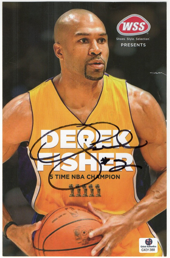 Derek Fisher Signed Autographed 5.5X8.5 Photo LA Lakers WSS Promo Tear GX31388