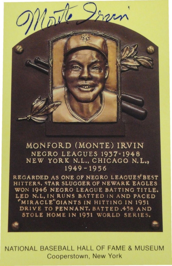 Monte Irvin Signed Autographed Hall of Fame Postcard NY Giants Cubs w/COA