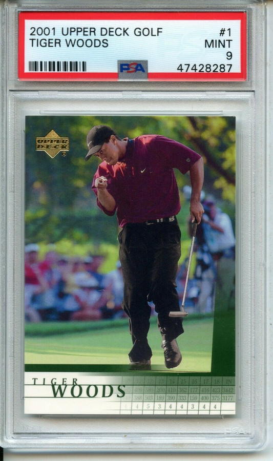 2001 Upper Deck Tiger Woods Rookie RC Card #1 PSA 9 Mint Clean!