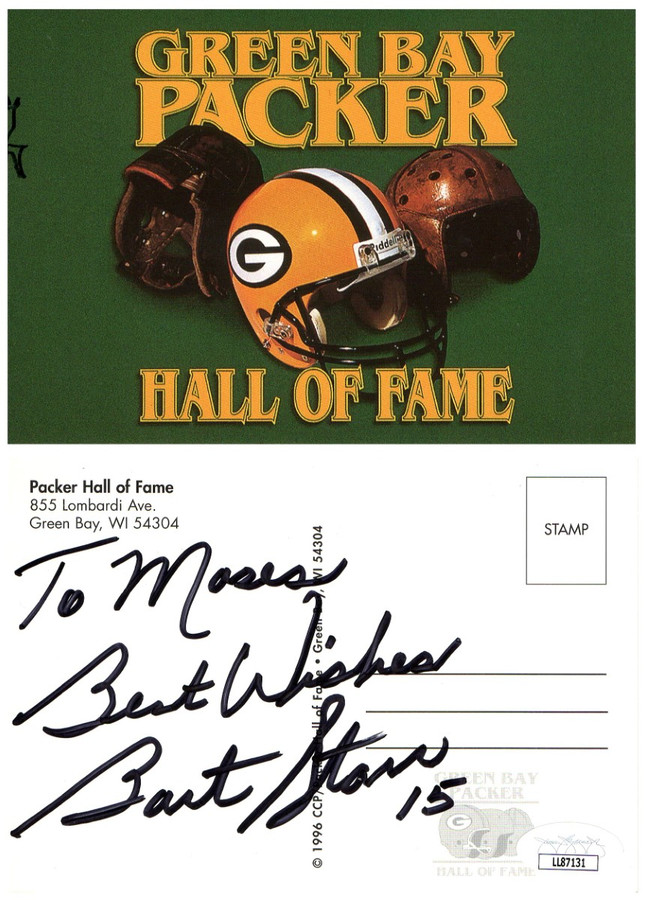 Bart Starr Signed Autographed Postcard Green Bay Packers "To Moses" JSA LL87131