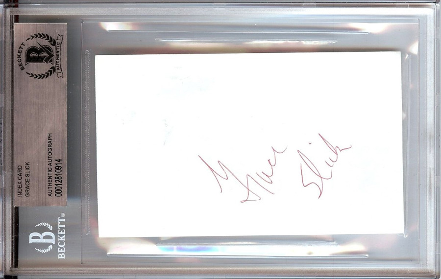 Grace Slick Signed Autographed 3X5 Index Card Jefferson Airplane Beckett BGS