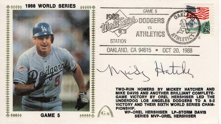 Mickey Hatcher Signed Autograph First Day Issue Cachet Dodgers 1988 JSA NN18241