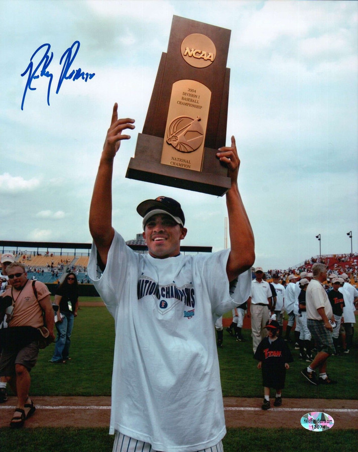 Ricky Romero Signed 8X10 Photo Autograph Cal State Titans with Trophy Auto COA