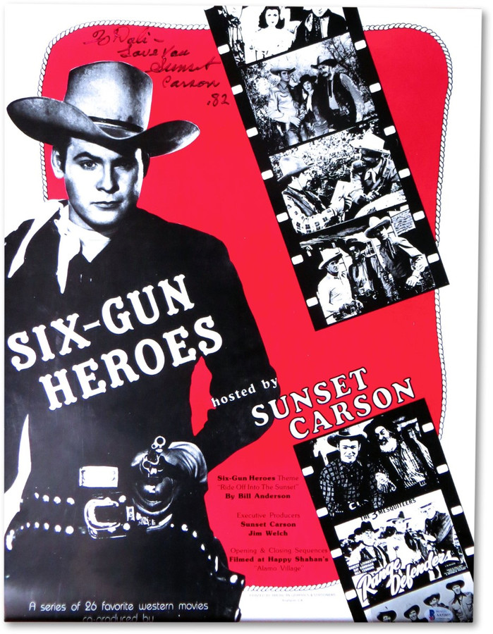 Sunset Carson Signed Autographed 16X22 Photo Poster Six-Gun Heroes BAS AA51057