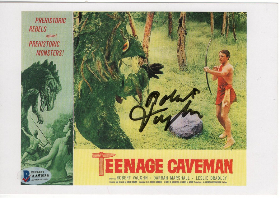 Robert Vaughn Signed Autographed Postcard Teenage Caveman BAS AA51035