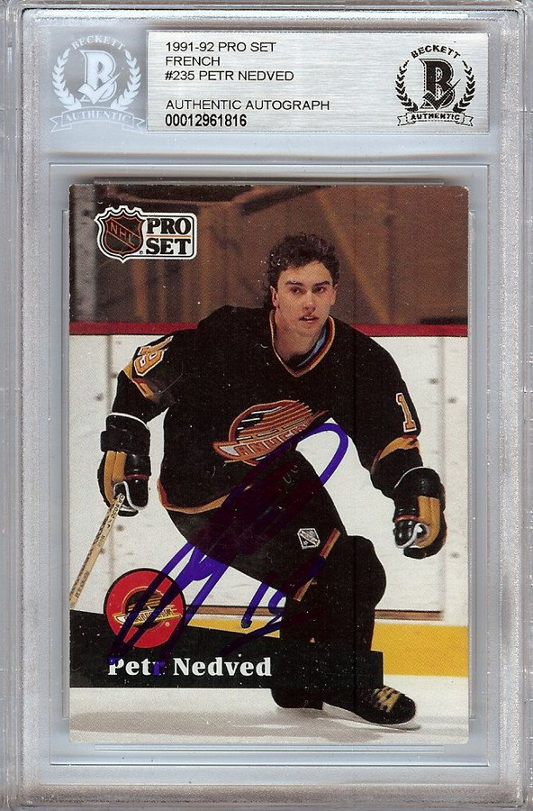 Petr Nedved 1991-92 Pro Set French Hand Signed Autograph Beckett Slabbed #235