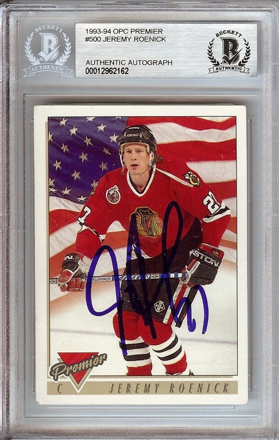 Jeremy Roenick 1993-94 OPC Premier Hand Signed Autograph Beckett Slabbed #500