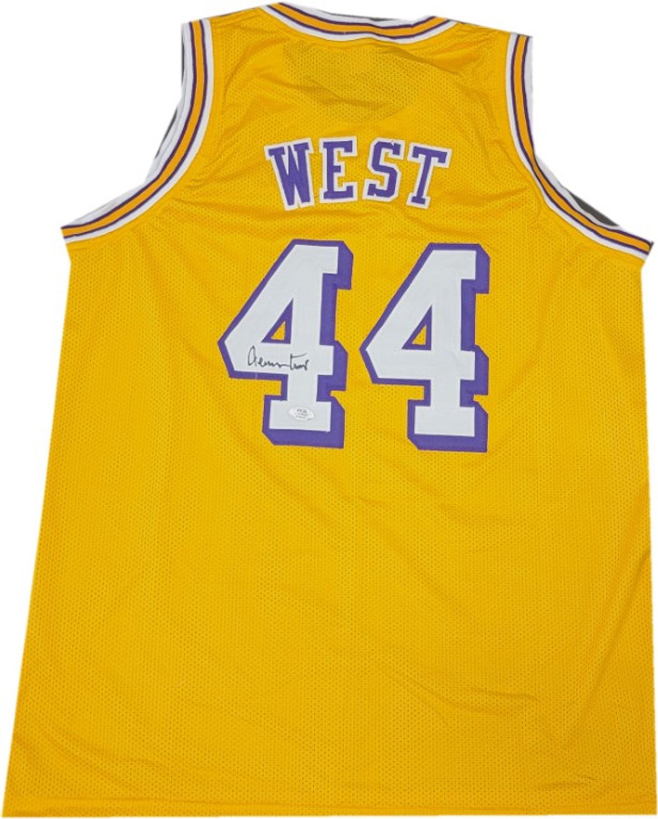 Jerry West Hand Signed Autographed #44 Yellow Jersey Los Angeles Lakers PSA