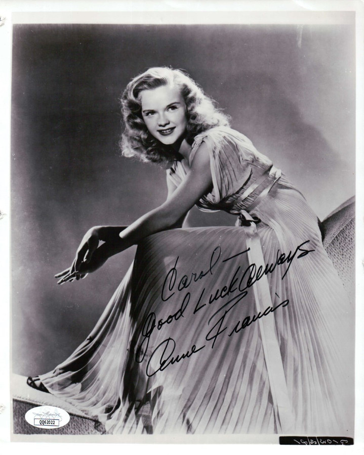 Anne Francis Signed Autographed 8X10 Photo Sexy Gorgeous Dress JSA QQ62022