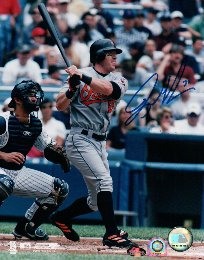 Jay Gibbons Signed 8X10 Photo Autograph Baltimore Orioles Road Swing MLB Sticker
