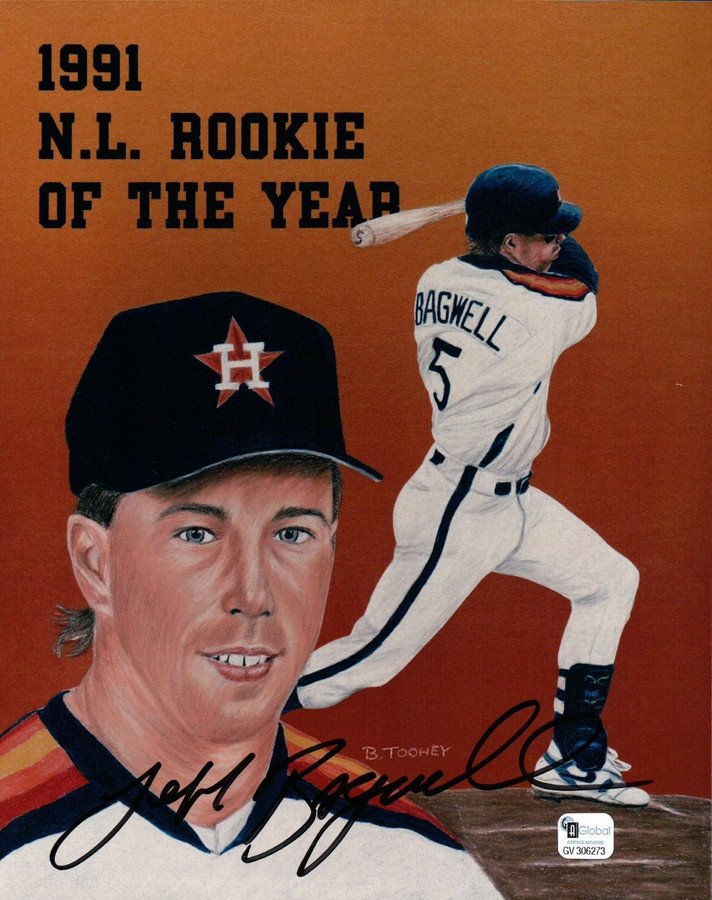 Jeff Bagwell Signed 8X10 Photo Autograph Astros 1991 NL ROY Art Auto GAI COA