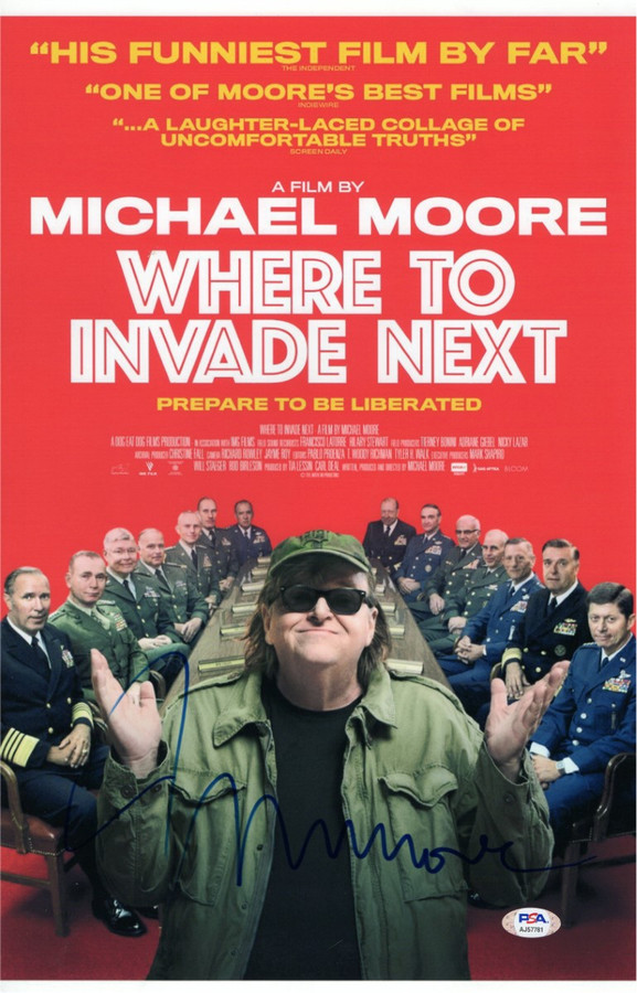 Michael Moore Signed Autographed 11X17 Photo Where to Invade Next PSA AJ57781