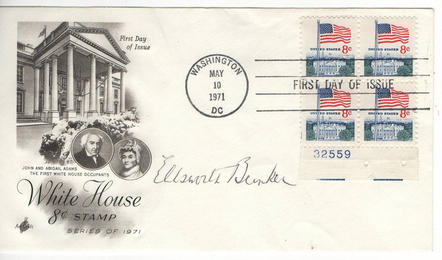 Ellsworth Bunker Signed Autographed First Day Cover Medal of Freedom BAS BA70435