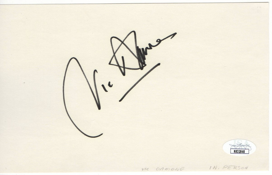 Vic Damone Signed Autographed 5X8 Index Card Singer Composer JSA RR32848