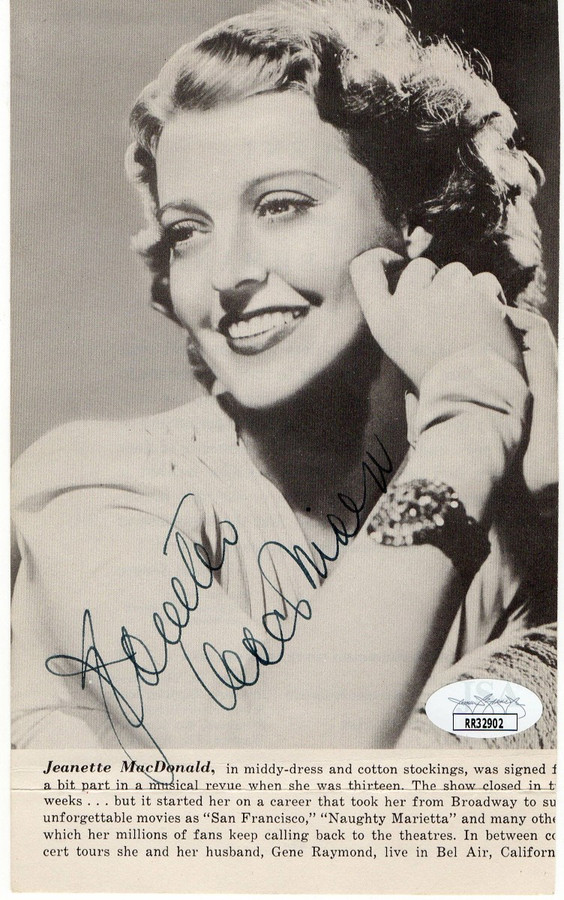 Jeanette MacDonald Signed Autographed Book Photo Actress Singer JSA RR32902