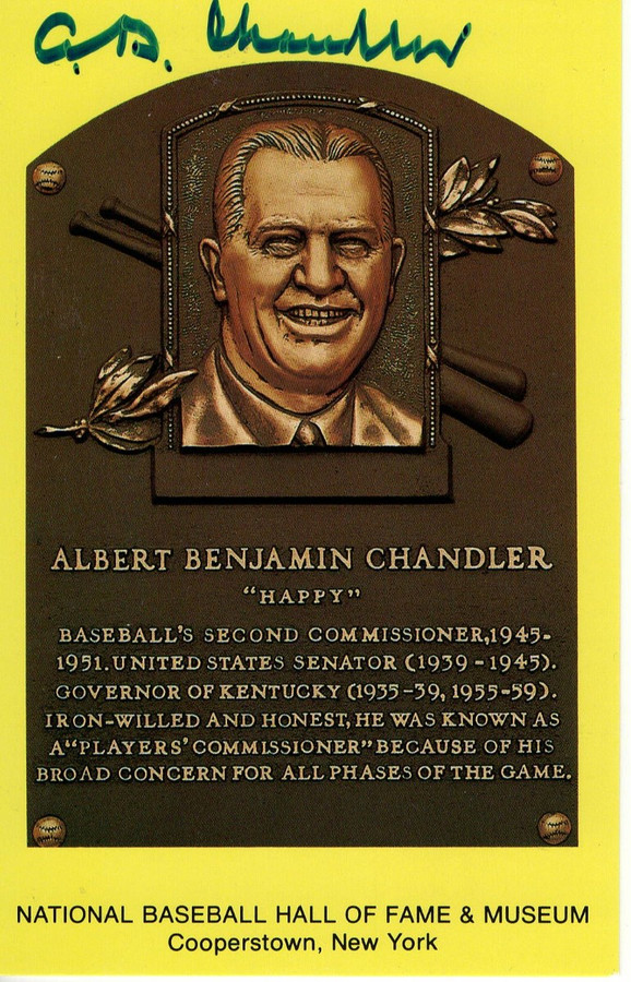 Happy Chandler Signed Autographed Hall of Fame Postcard Commissioner BAS BB38573