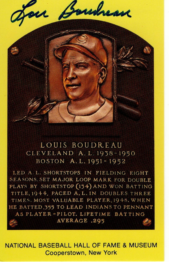 Lou Boudreau Signed Autographed Hall of Fame Postcard Indians BAS BA70276