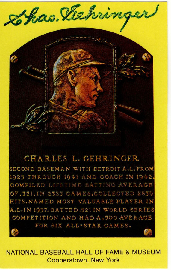 Charlie Gehringer Signed Autographed Hall of Fame Postcard Tigers BAS BA70269