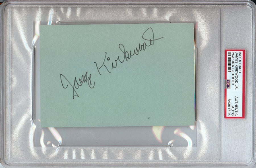 James Kirkwood Jr. Signed Autographed Index Card Actor Author PSA/DNA Slabbed