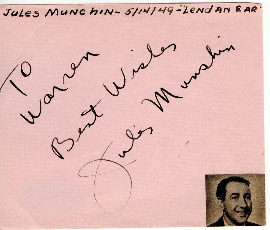 Jules Munchin Signed Autographed Cut Signature Actor Singer BAS BB59735