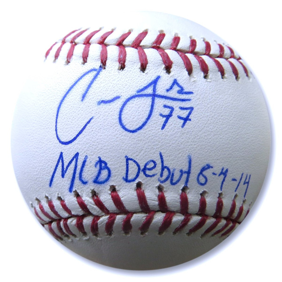 Carlos Frias Signed Autographed Baseball Dodgers "MLB Debut 8-4-14" JSA S71631
