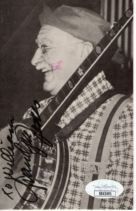 Grandpa Jones Signed Autographed Postcard Photo Country Banjo Legend JSA SS43491