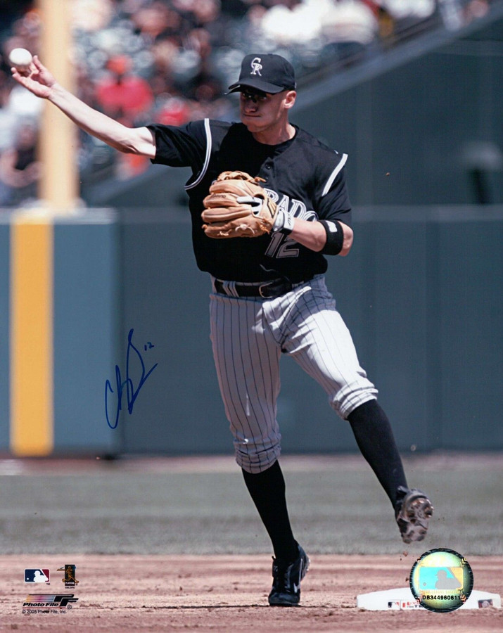 Clint Barmes Signed 8X10 Photo Autograph Colorado Rockies Throwing w/COA