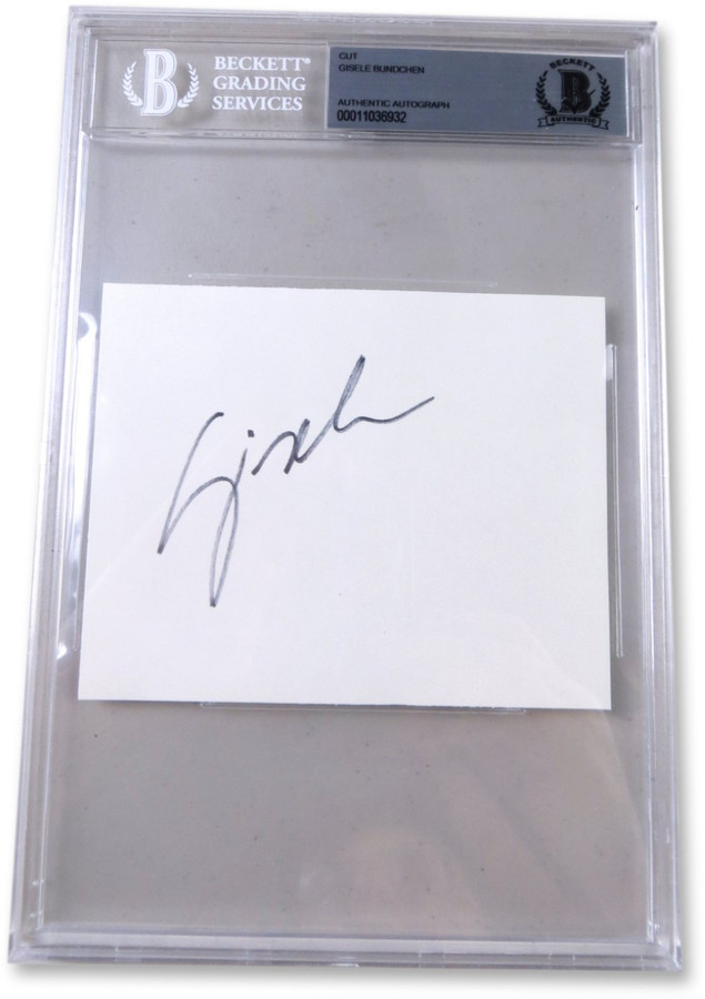 Gisele Bundchen Signed Autographed 4X5 Cut Signature Supermodel Beckett Slabbed