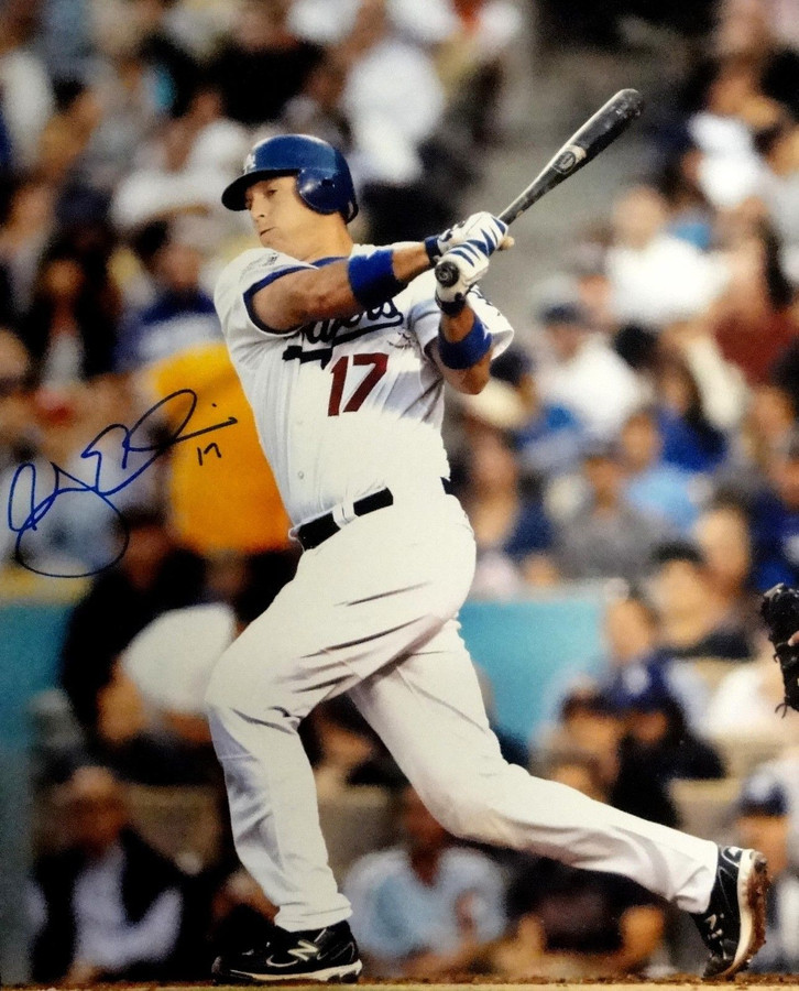 AJ Ellis Hand Signed Autographed 16x20 Photo LA Dodgers Swinging Blue ink