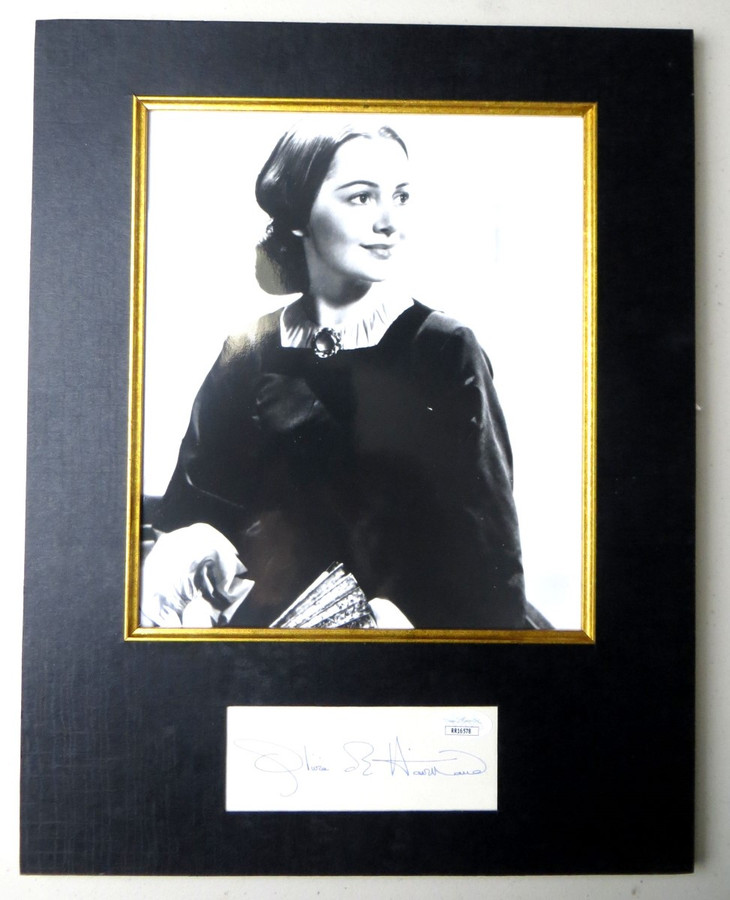 Olivia de Havilland Autographed Matted Photo Cut Gone with the Wind JSA RR16578