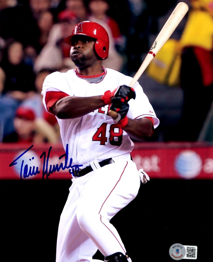 Torii Hunter Signed Autographed 8X10 Photo Anaheim Angels Swing BAS BB76483