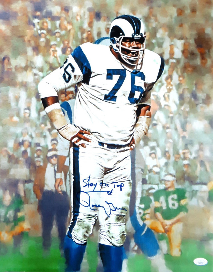 Rosey Grier Signed Autographed 16X20 Photo Rams "Stay On Top" JSA UU45795